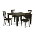 HomeStock 5-Piece Square Cappuccino Finish Solid Wood Top Dining Table with 4 Chairs