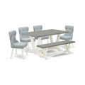 HomeStock 6-Piece Natural Oak Finish Solid Wood Top Dining table Set