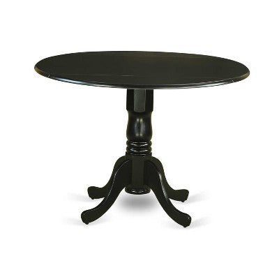 HomeStock Round Dropleaf Dining Set with 4 Parson Chairs Black