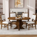 GDFStudio Mandy Farmhouse 5-Piece Extendable Dining Table Set with Upholstered Chairs