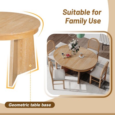 GDFStudio Harper 5 Piece Dining Set with Extendable Table and Upholstered Rattan-Back Chairs