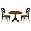 HomeStock 3-Pc Black and Cherry Finish Solid Wood Top - Round Dining Room Set - Seats 4