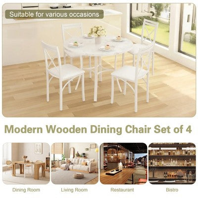 VECELO 5-Piece Dining Table Set for 4, Faux Marble Dinette with 4 Chairs for Kitchen, Small Space, Black/White