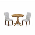 HomeStock 3-Pc Natural Oil Finish Solid Wood Top - Round Dining Room Set - Seats 4