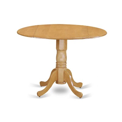 Round Dining Table Set - 42 Table w/ Drop Leaves & 2 Parsons Chairs - Linen White PU Leather