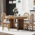 GDFStudio Harper 5 Piece Dining Set with Extendable Table and Upholstered Rattan-Back Chairs