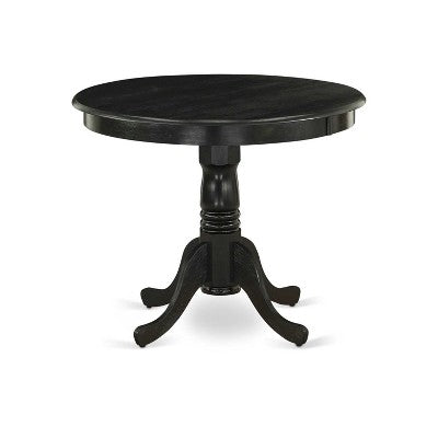HomeStock 5-Piece Round Wirebrushed Black Finish Solid Wood Top Dining table with 4-Chairs
