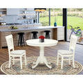 HomeStock Linen White 3 Piece Round Dining Set Modern