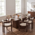 Christopher Knight Home Evangeline Contemporary 7 Piece Rubberwood Upholstered Dining Set with Oversized Rectangular Table