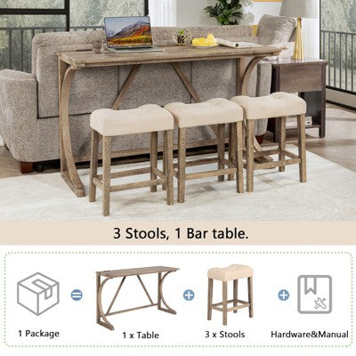 GDFStudio Kittson 4-Piece Bar Table Set with Power Outlet