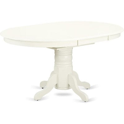 HomeStock Belmont 7Pc Oval 42/60 Dinette Table With 18 In Butterfly Leaf And 6 Parson Chair With Linen White Leg And Linen Fabric Dark Shitake
