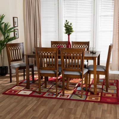 Baxton Studio Genesis Modern Fabric Wood Dining Set