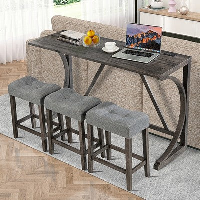 GDFStudio Kittson 4-Piece Bar Table Set with Power Outlet