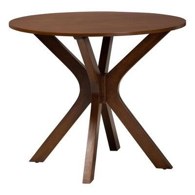 Baxton Studio Linnet Mid-Century Modern Wood and Rattan 5-Piece Dining Set