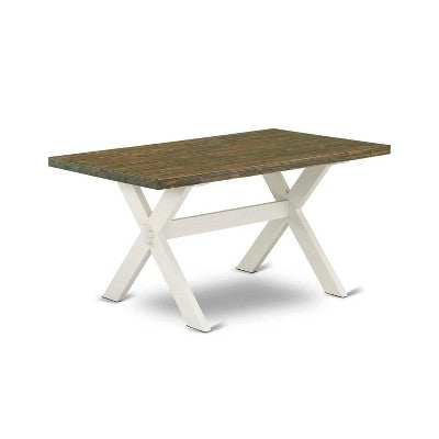 HomeStock 5-Piece Wire Brushed Linen White Finish Solid Wood Top Dining table with 4-Chairs