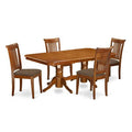 Nordic Dining Room Set - Extension Table & Chairs - Solid Wood Kitchen Set - Saddle Brown Finish