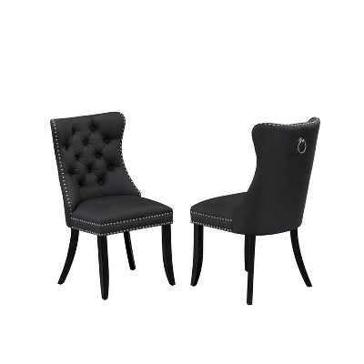 HomeStock Kitchen Dining Table Set Rectangle Table 6 Chairs Black Dark Gray