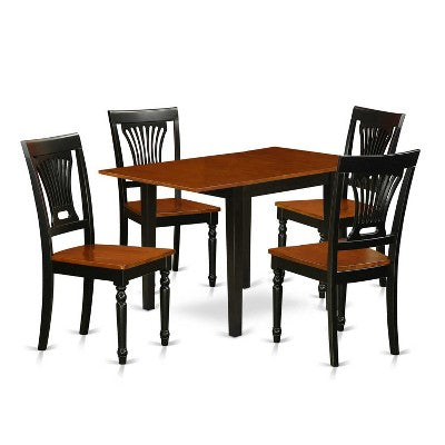 5-Piece Black and Cherry Finish Solid Wood Top - Rectangular Dining Room Set (Seats- 4)