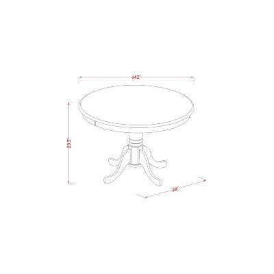3-Piece Antique Walnut Finish Solid Wood Top-Round Dining Room Set-Seats 4