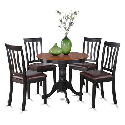 HomeStock Belmont 5-Piece Kitchen Table Set, Black & Cherry