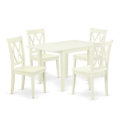HomeStock 5-Pc Linen White Finish Solid Wood Top-Dining Room Set-Seats 4