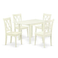 HomeStock 5-Pc Linen White Finish Solid Wood Top-Dining Room Set-Seats 4