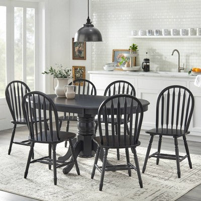 Buylateral 7pc Lancaster Farmhouse Solid Wood Extendable Dining Table Set