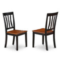 HomeStock 5-Piece Black and Cherry Finish Solid Wood Top Dining table with 4 Chairs with Slat Back