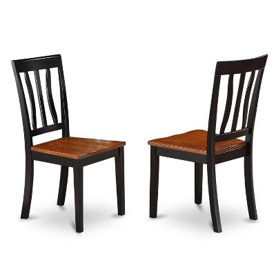 HomeStock 5-Piece Black and Cherry Finish Solid Wood Top Dining table with 4 Chairs with Slat Back