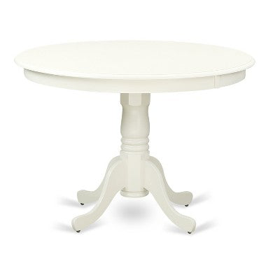 HomeStock Belmont 5PC Round 42 inch Table and 4 Panel Back Chairs, Linen White