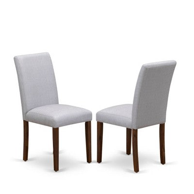 HomeStock Belmont 5-Pc Modern Dining Table Set- 4 Dining Chairs , Wood Dining Table - Grey Linen Fabric Seat , High Chair Back (Antique Walnut Finish)