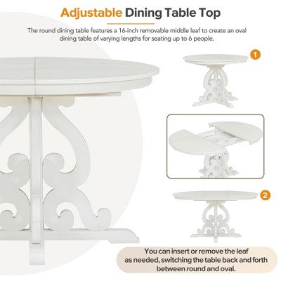 GDFStudio Ford 5 Piece Dining Set with Extendable Table and Upholstered Chairs