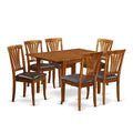 Modern Dining Set - 7 Piece Kitchen Table with Chairs - 36x54 Inch Rectangle Table & Faux Leather Seats