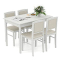 Costway 5 PCS Dining Table Set for 4 w/Rubber Wood Legs Upholstered Seat Padded Backrest