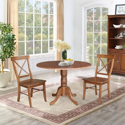 42 Mase Dual Drop Leaf Table with 2 X Back Chairs - International Concepts