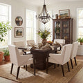 Christopher Knight Home Selena 7 Piece Mid-Century Modern Upholstered Dining Chairs with Rectangle Table