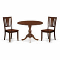 3-Piece Mahogany Finish Solid Wood Top - Dining Room Set - Seats 4