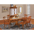 HomeStock Belmont Dining Room Set-Oval Dining Table With Leaf And Chairs, Saddle Brown