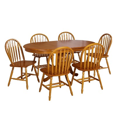 Buylateral 7pc Lancaster Farmhouse Solid Wood Extendable Dining Table Set