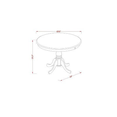3-Piece Black and Cherry Finish Solid Wood Top - Round Dining Room Set - Seats-4