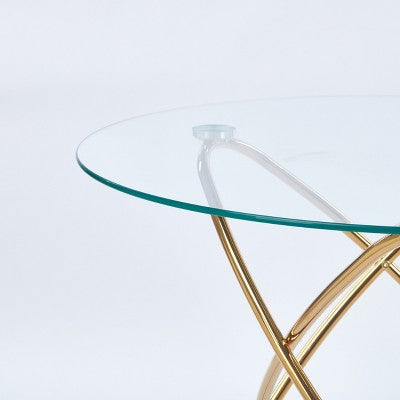 5-Piece Dining Set with Glass Table Top and Metal Legs, Mid-Century Design for 4-6 People
