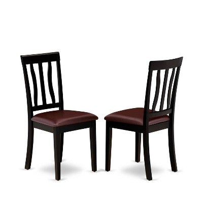 Victorian Dining Set - 7 Piece Table & Chair Set - Rectangle Kitchen Table with Leaf - Black & Cherry Finish