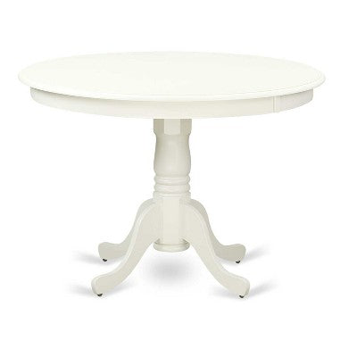 HomeStock 5-Piece Linen White Finish Solid Wood Top Dining Table with 4 Parson Chair
