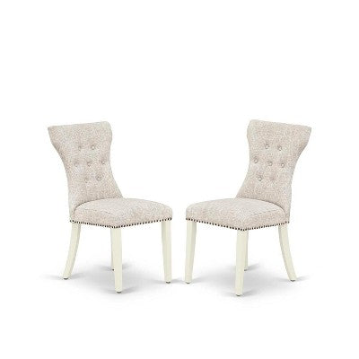 Modern 3-Piece Kitchen Dining Set - Table & 2 Parsons Chairs - Linen White Finish