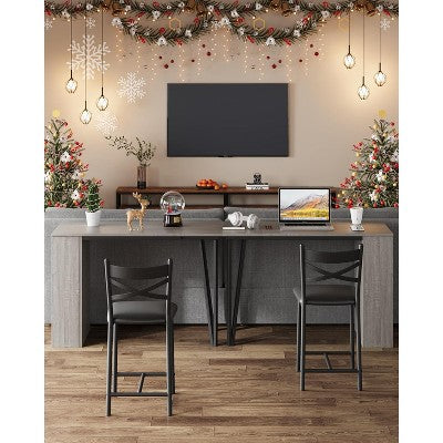 3 Piece Bar Table Set for 2, Bar Table and Chairs Set with with Flip Top Extension, Dining Table Set with Storage Shelves, Suitable for Small Space