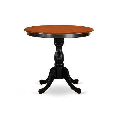 3-Piece Black and Cherry Finish Solid Wood Top - Dining Room Set with High Back - Seats-4