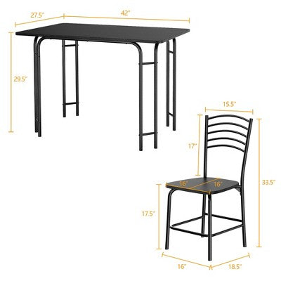 Costway 5 Pcs Modern Dining Table Set 4 Chairs Steel Frame Home Kitchen Furniture Black