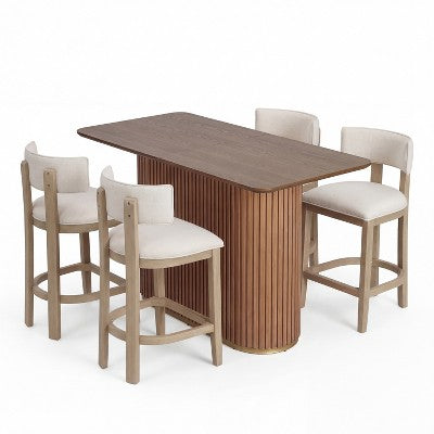 Christopher Knight Home Quini Modern 5 Piece Wooden Dining Set with Pedestal Design and Rubberwood Legs