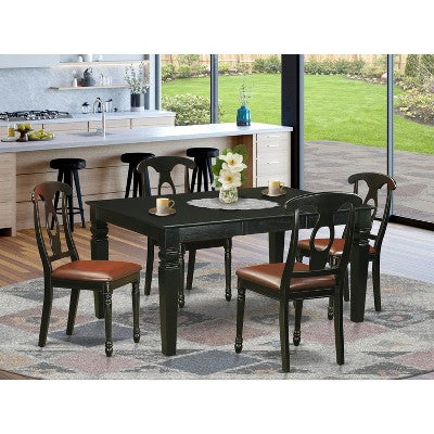 HomeStock 5-Piece Rectangle Black Finish Solid Wood Top Dining table with 4 Chairs