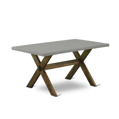 HomeStock 6-Piece Rectangle Distressed Jacobean Finish Solid Wood Top Dining Table with 1-Bench, 4-Chairs